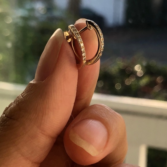 Diamond Huggie Earrings 14k 🤍SALE🤍 - Picture 6 of 9